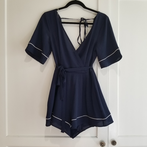 Trixxi navy blue sailor style romper - Picture 1 of 5